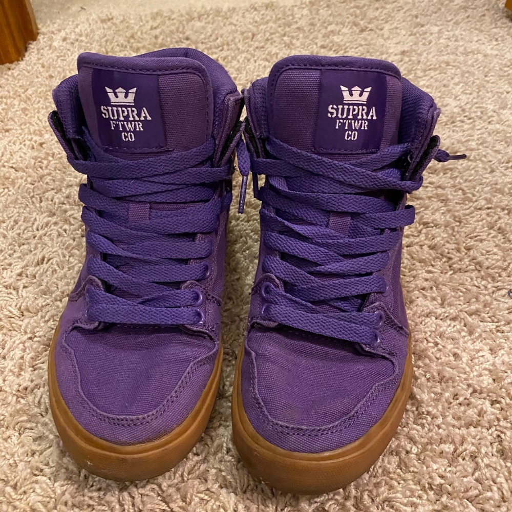 Purple Supra high top shoes sneakers
